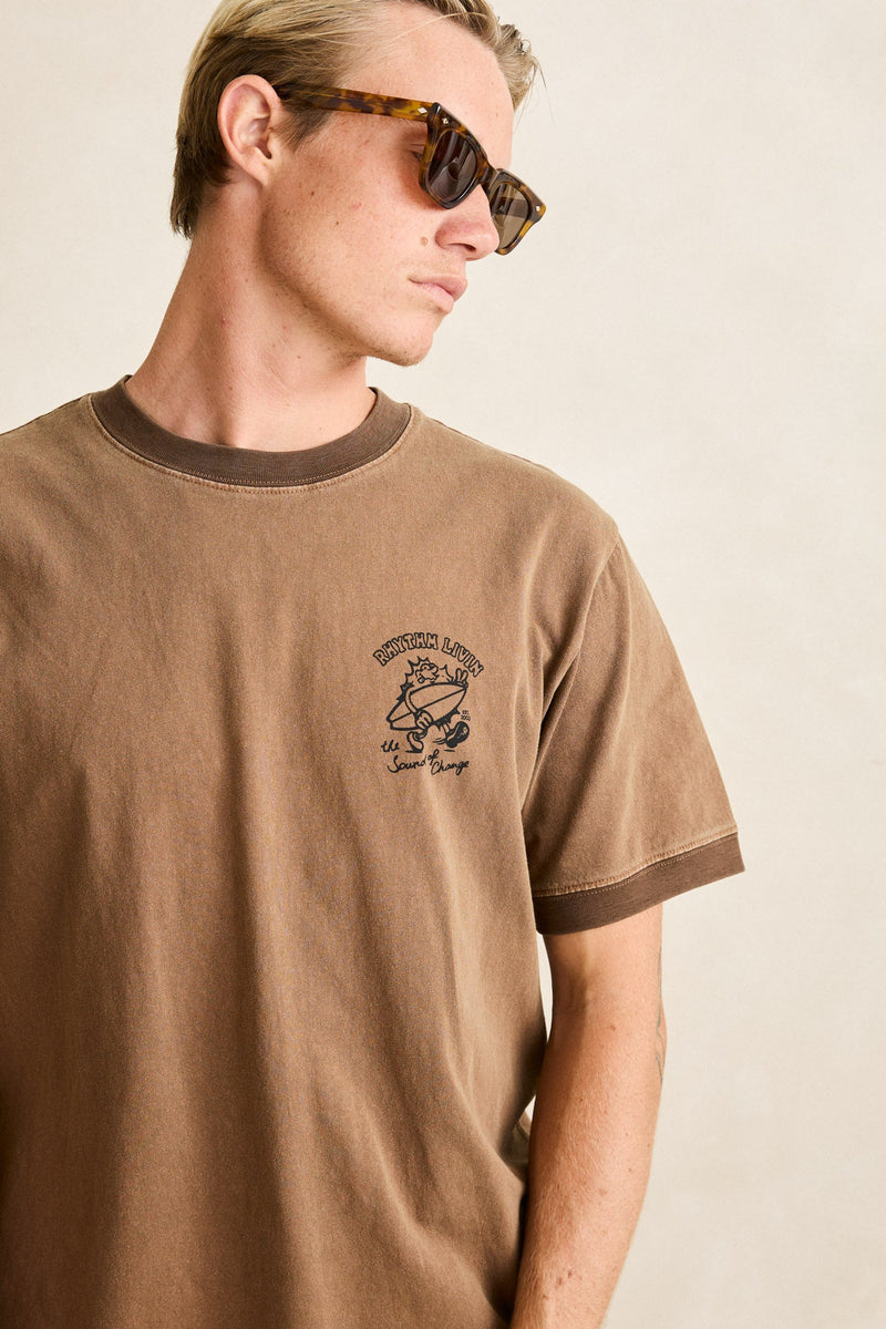Peace Sun Ringer Vintage Ss T-Shirt Oak