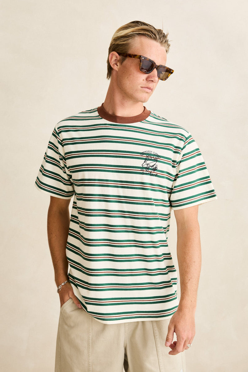 Peace Sun Vintage Stripe Ss T-Shirt White