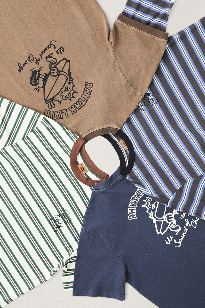 Peace Sun Vintage Stripe Ss T-Shirt White