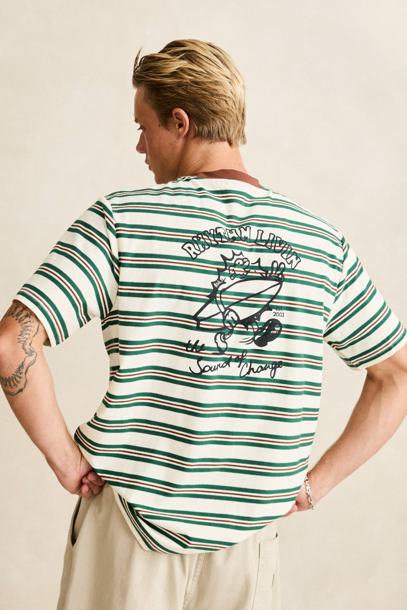 Peace Sun Vintage Stripe Ss T-Shirt White