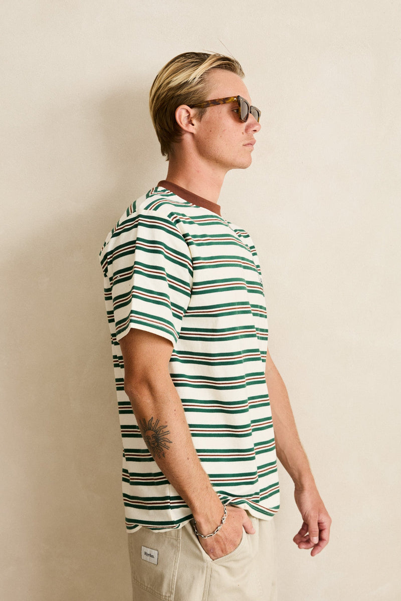 Peace Sun Vintage Stripe Ss T-Shirt White