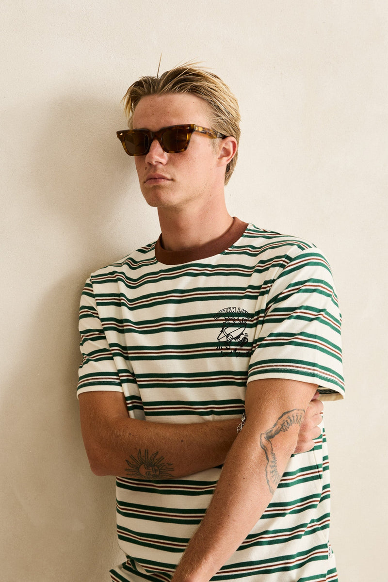 Peace Sun Vintage Stripe Ss T-Shirt White