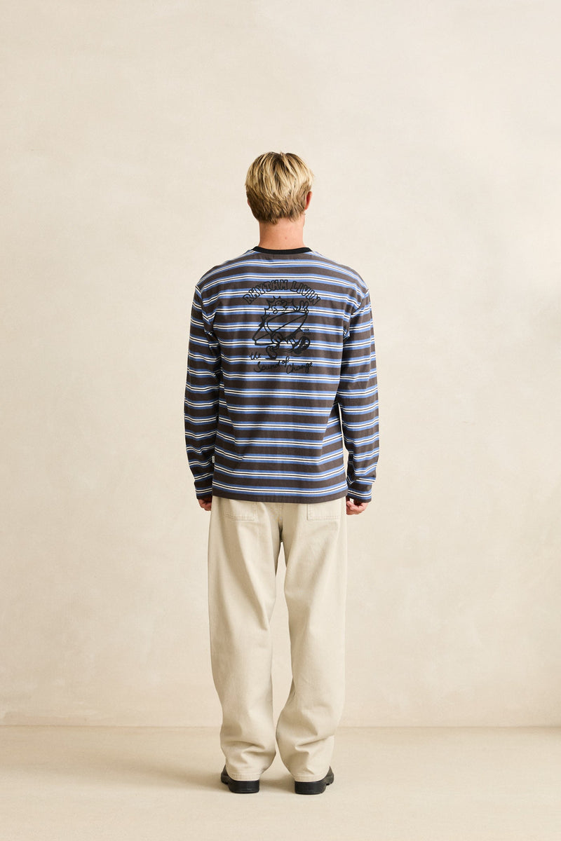 Peace Sun Vintage Stripe Ls T-Shirt Fog