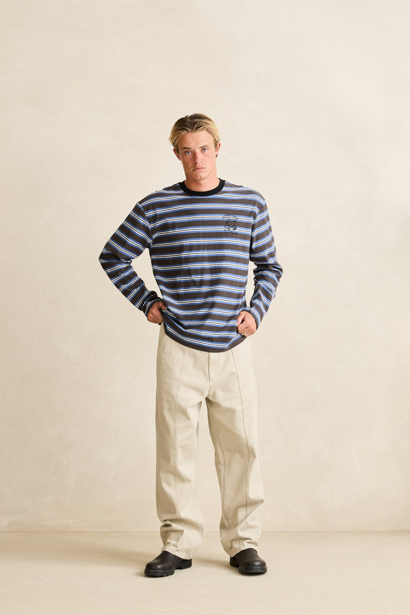 Peace Sun Vintage Stripe Ls T-Shirt Fog
