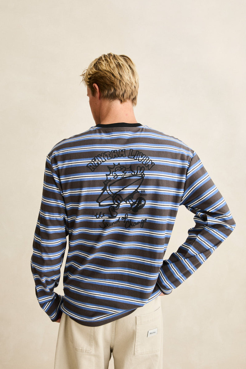 Peace Sun Vintage Stripe Ls T-Shirt Fog