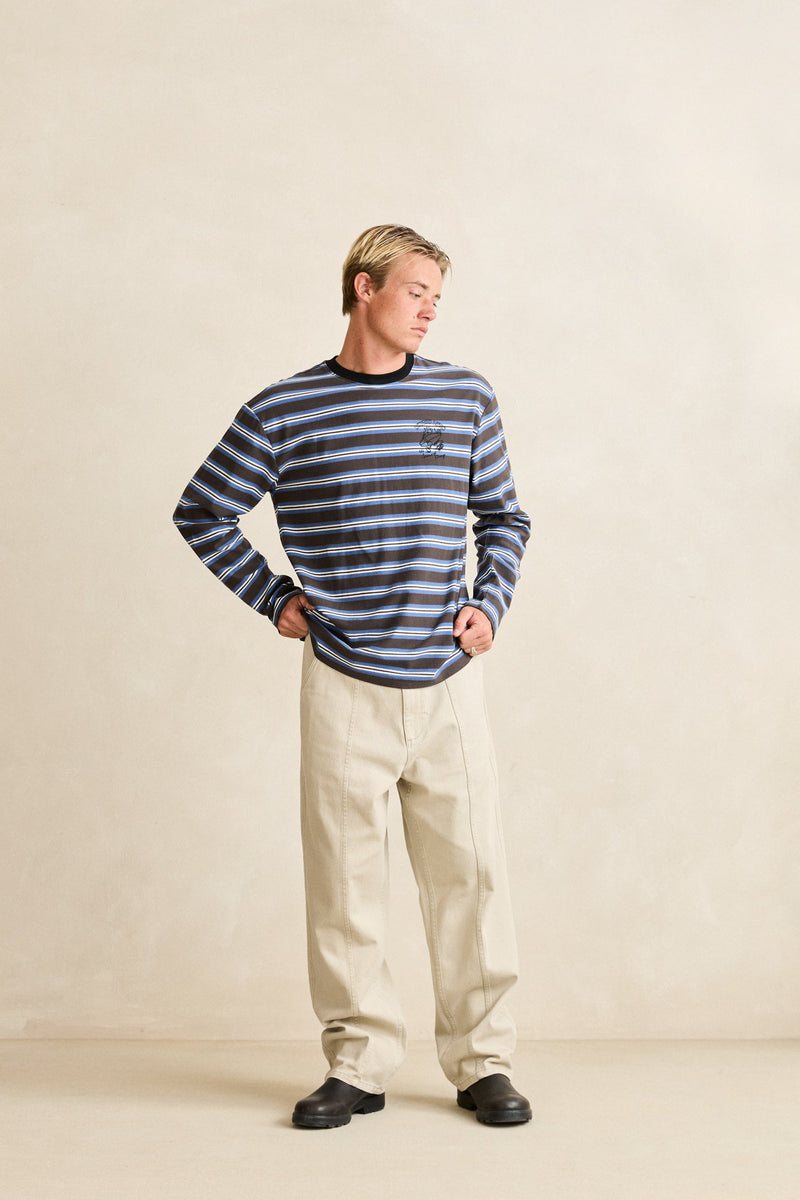 Peace Sun Vintage Stripe Ls T-Shirt Fog