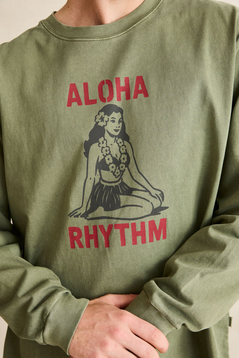 Aloha Rhythm Vintage Ls T-Shirt Olive