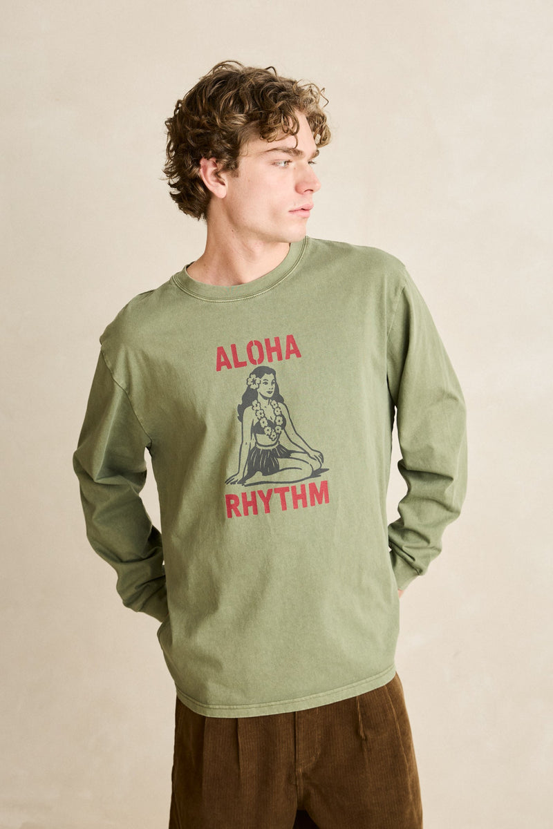 Aloha Rhythm Vintage Ls T-Shirt Olive