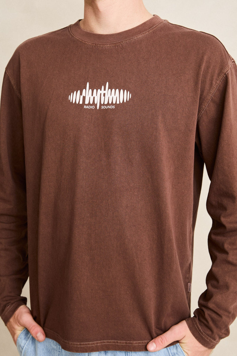 Sounds Contrast Ls T-Shirt Chocolate – Rhythm US