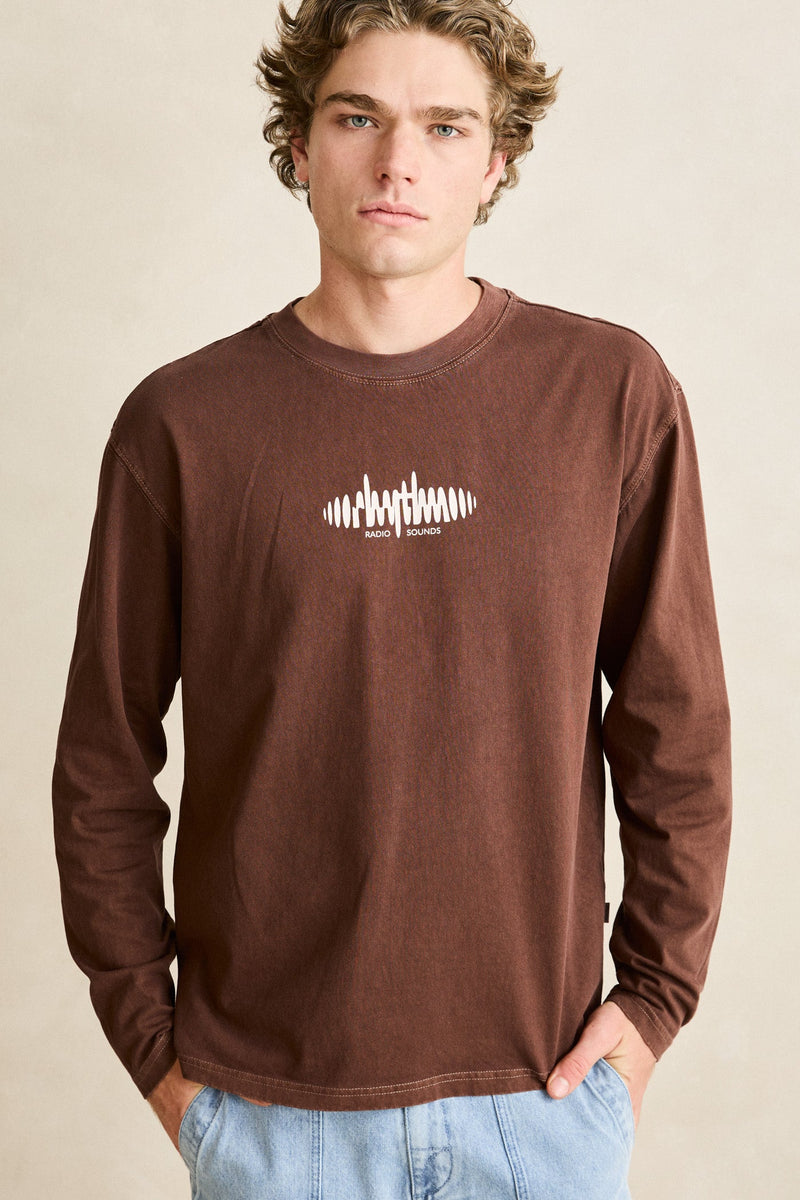 Sounds Contrast Ls T-Shirt Chocolate