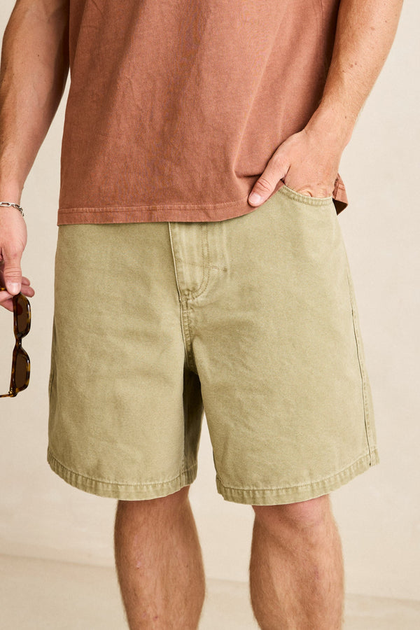 Washed Canvas Short Beige