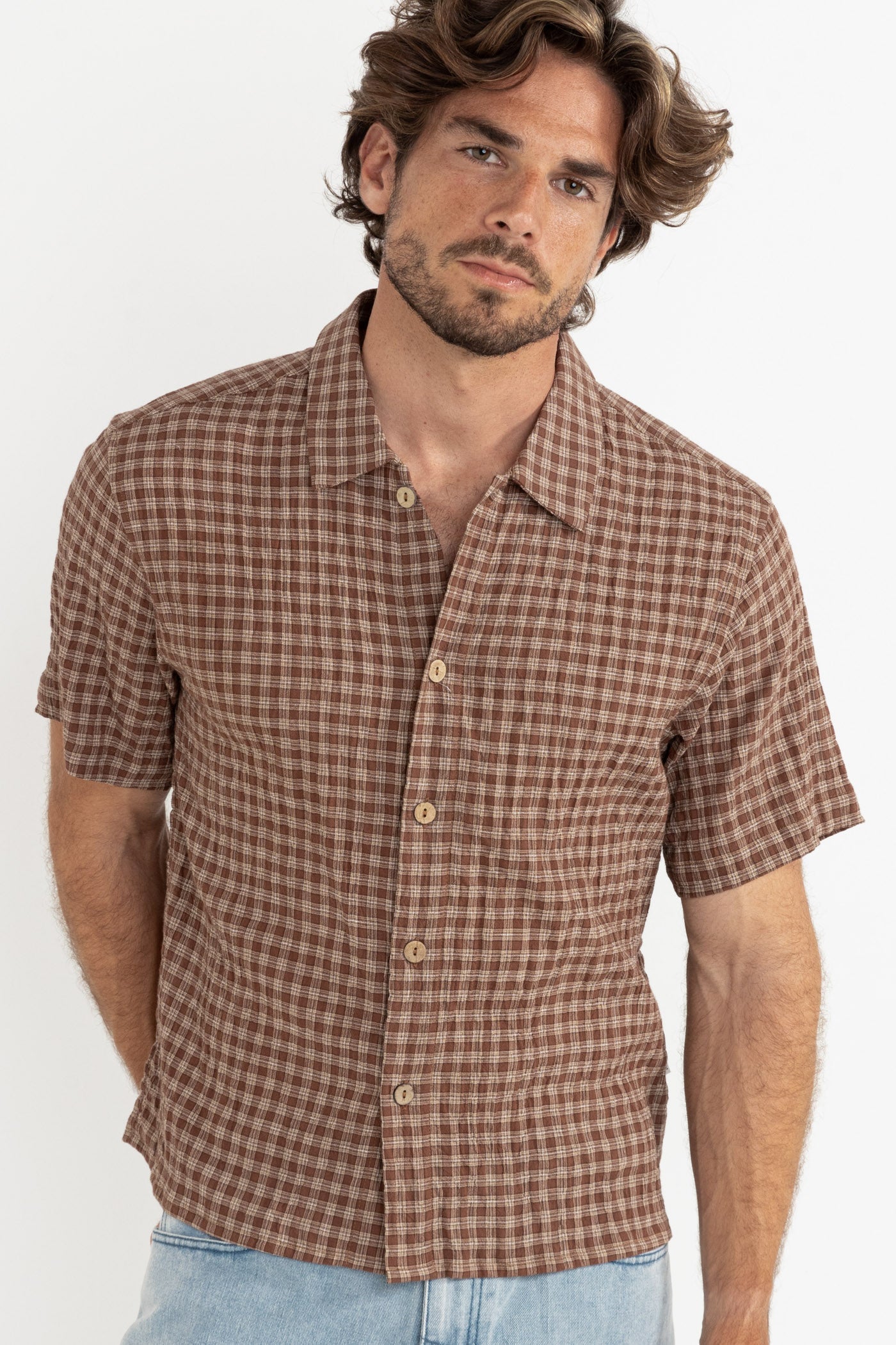 Cross Check Crop Ss Shirt Brown – Rhythm US