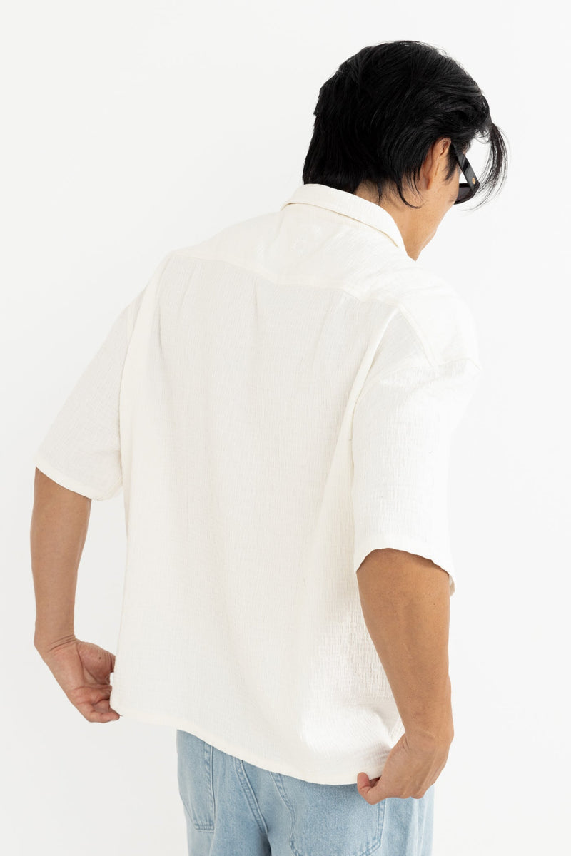 Leads Relaxed Check Ss Shirt White