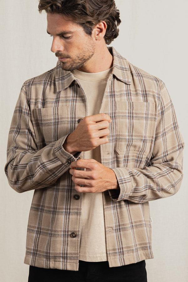 Essential Check Ls Overshirt Tobacco