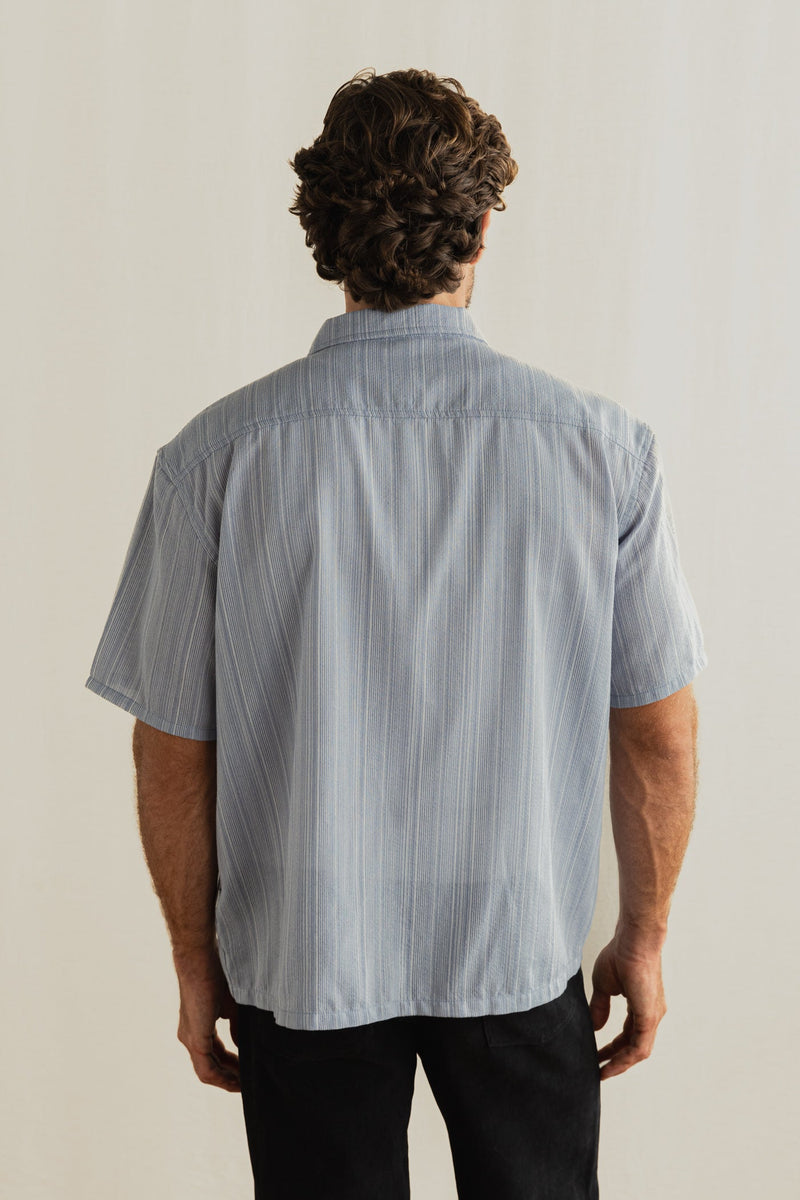 Relaxed Fit Oversized Pocket Ss Shirt Blue