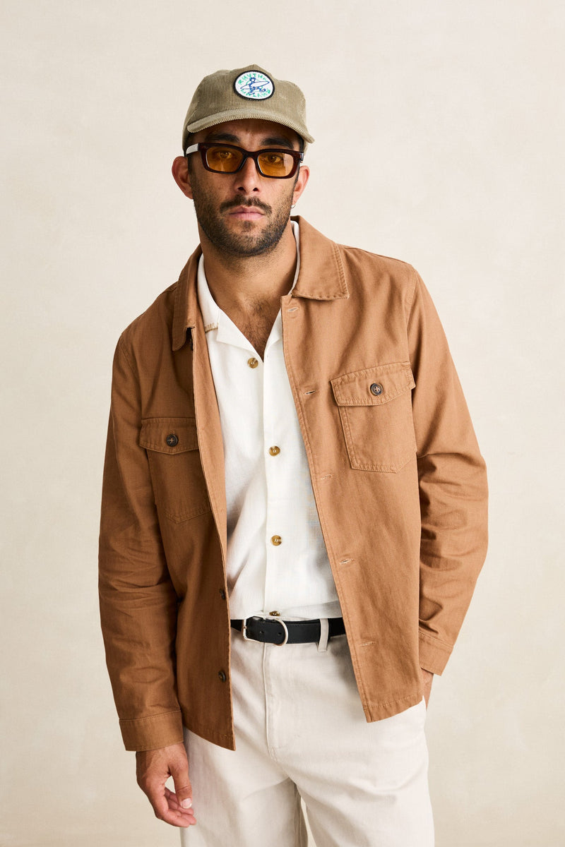 Herringbone Overshirt  Tobacco