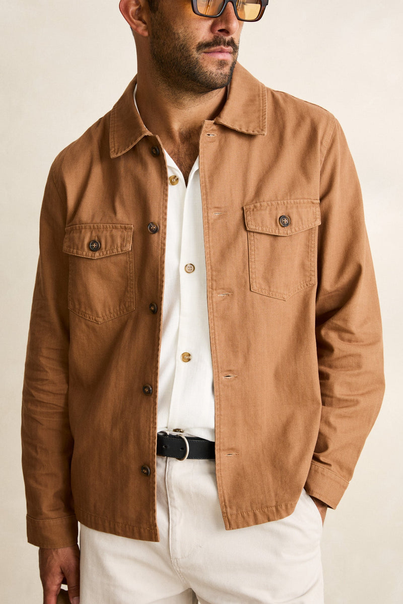 Herringbone Overshirt  Tobacco