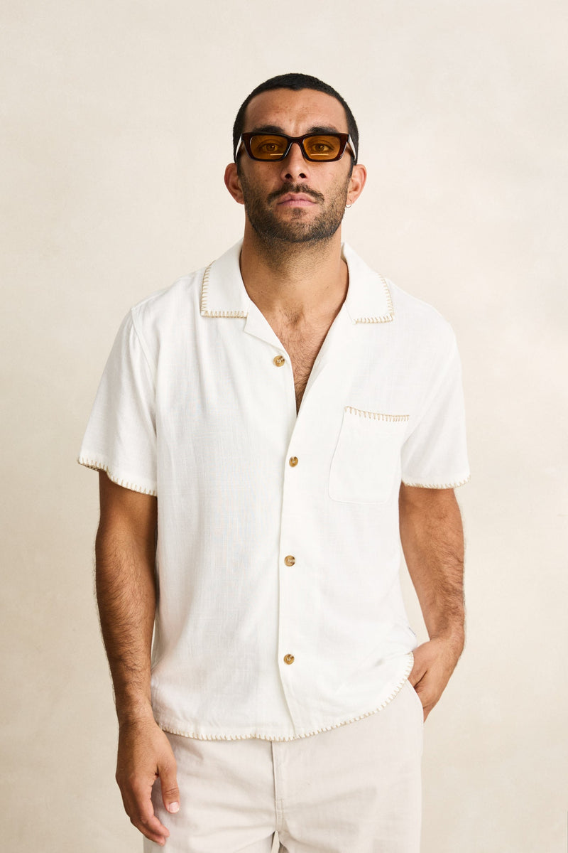 Linen Whip Stitch Ss Shirt Vintage White – Rhythm US