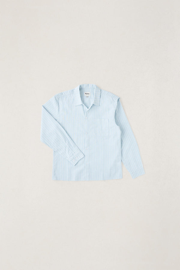 Linen Pin Stripe Ls Shirt Mist