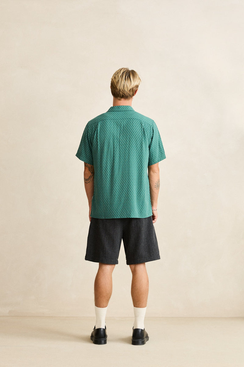 Linen Float Stitch Ss Shirt Pine