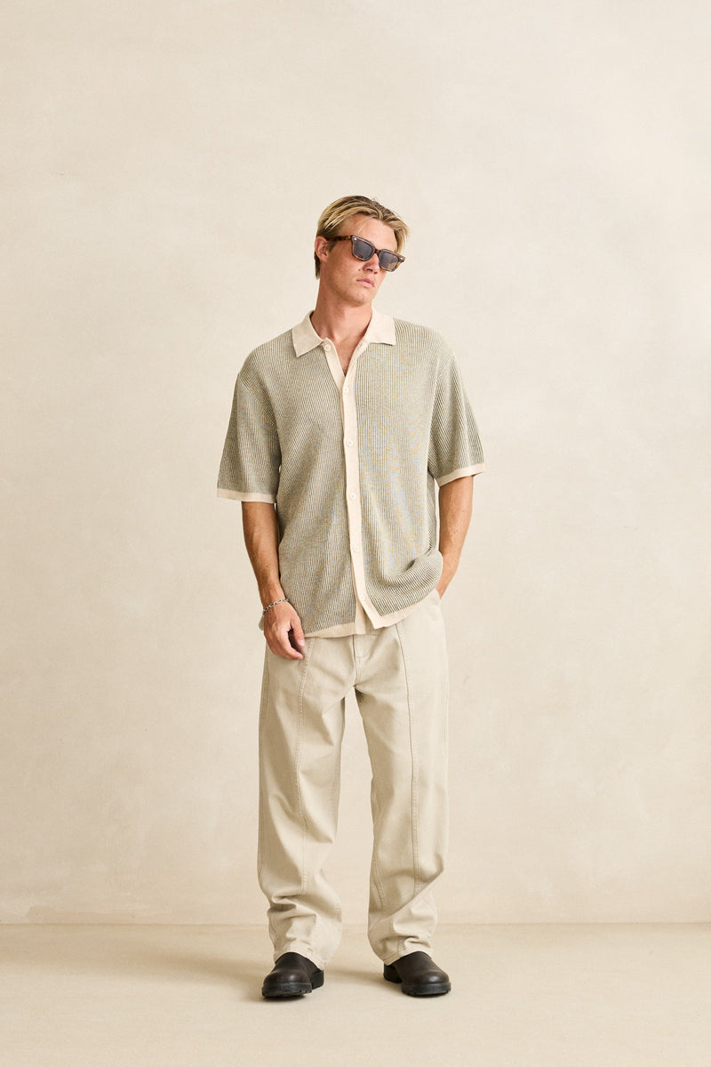 Hi Lo Knit Button Up Natural