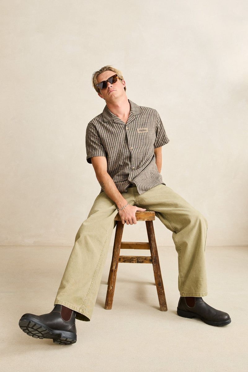 Texture Stripe Ss Shirt Natural