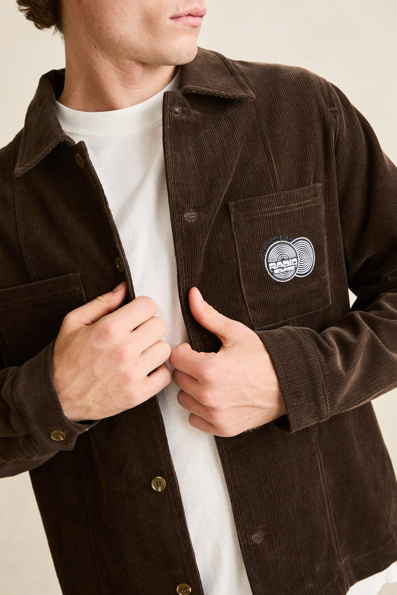 Broadcast Cord Overshirt Chocolate – Rhythm US