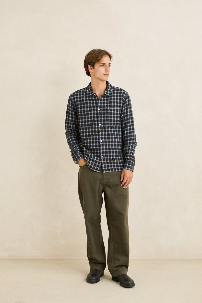 Jacquard Check Ls Shirt Black – Rhythm US