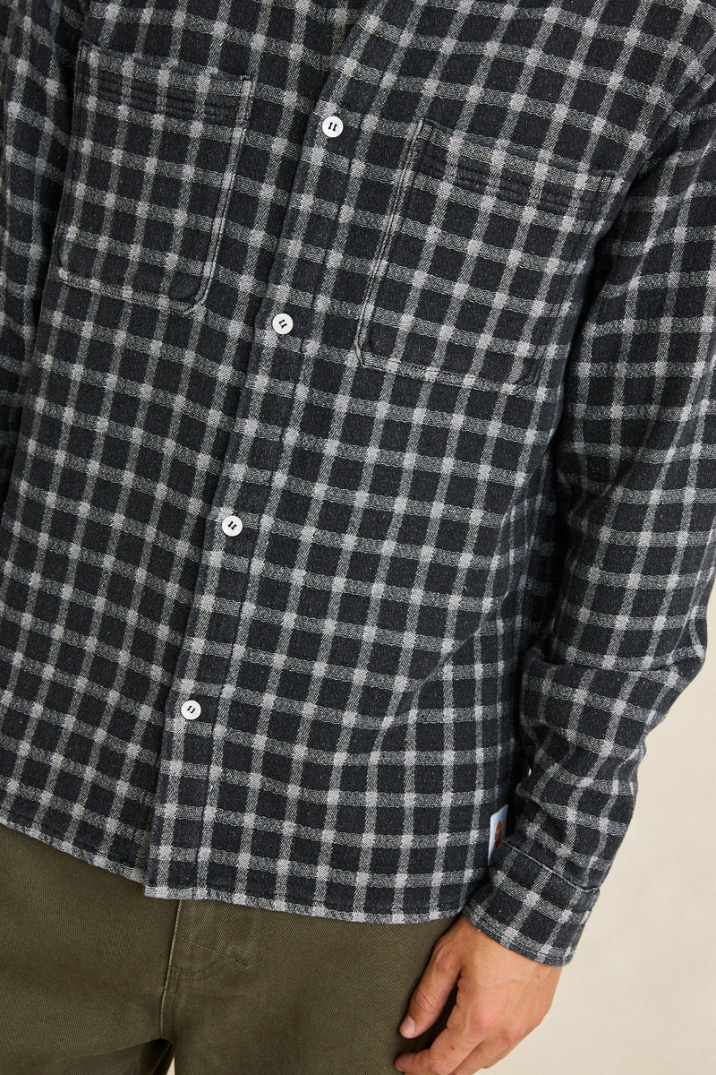 Jacquard Check Ls Shirt Black – Rhythm US