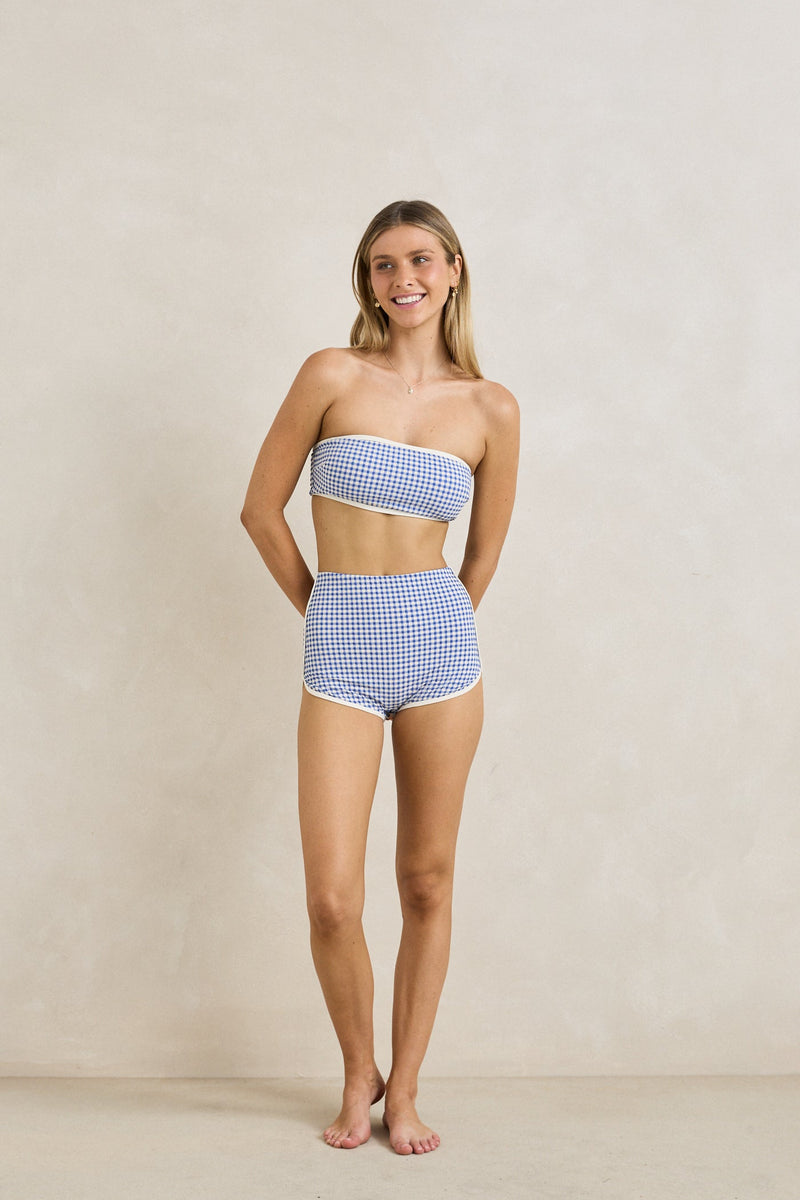 Capri Check Boyleg Pant Blue