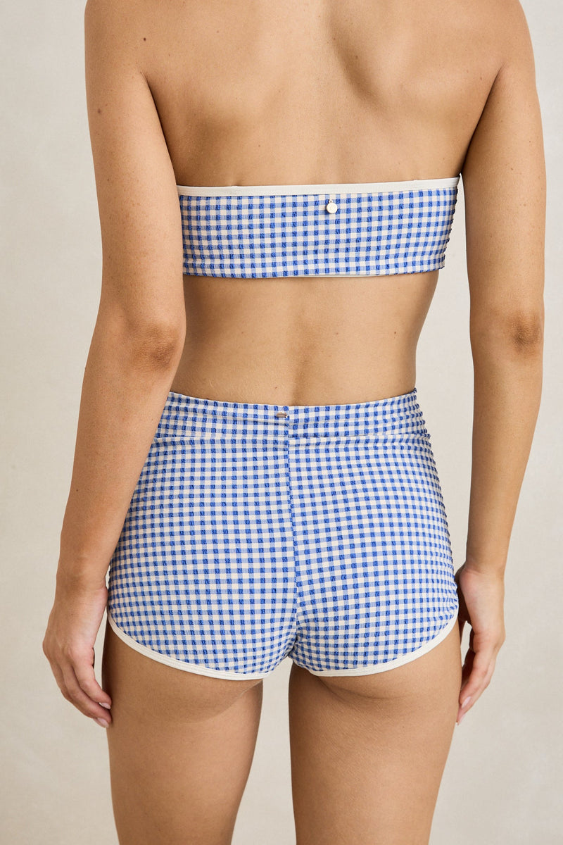 Capri Check Boyleg Pant Blue