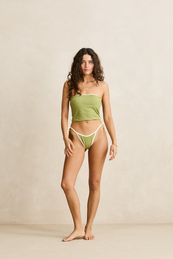 Benni Rib Tie Side Hi Cut Pant Moss