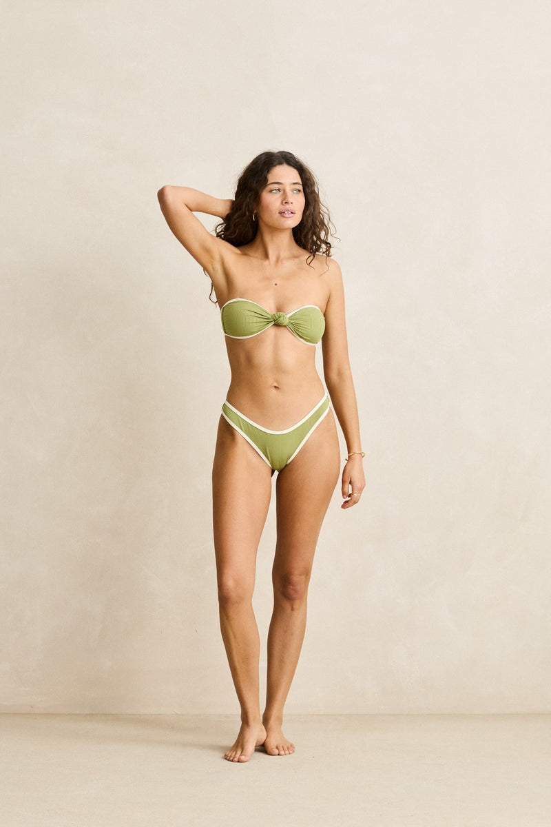 Benni Rib Hi Cut Pant Moss