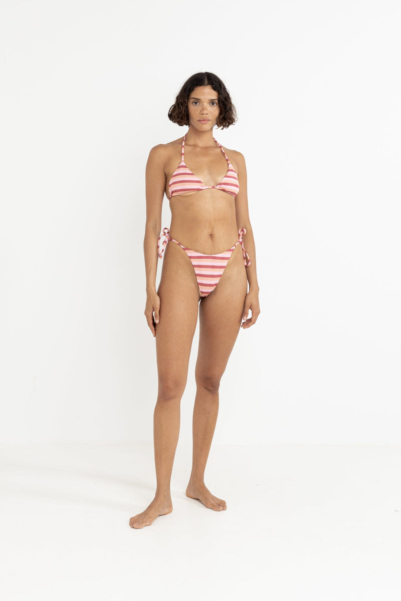 Ibiza Stripe Rib Slide Tri Top Pink