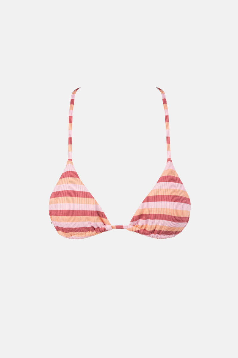 Ibiza Stripe Rib Slide Tri Top Pink