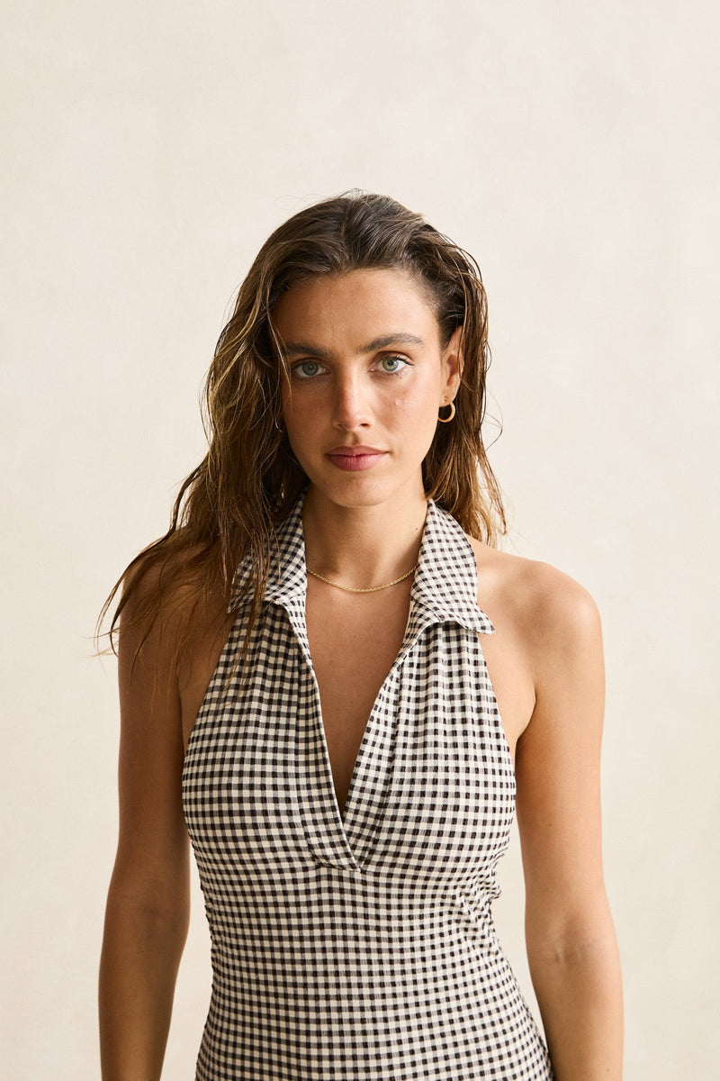 Capri Check Polo One Piece Black