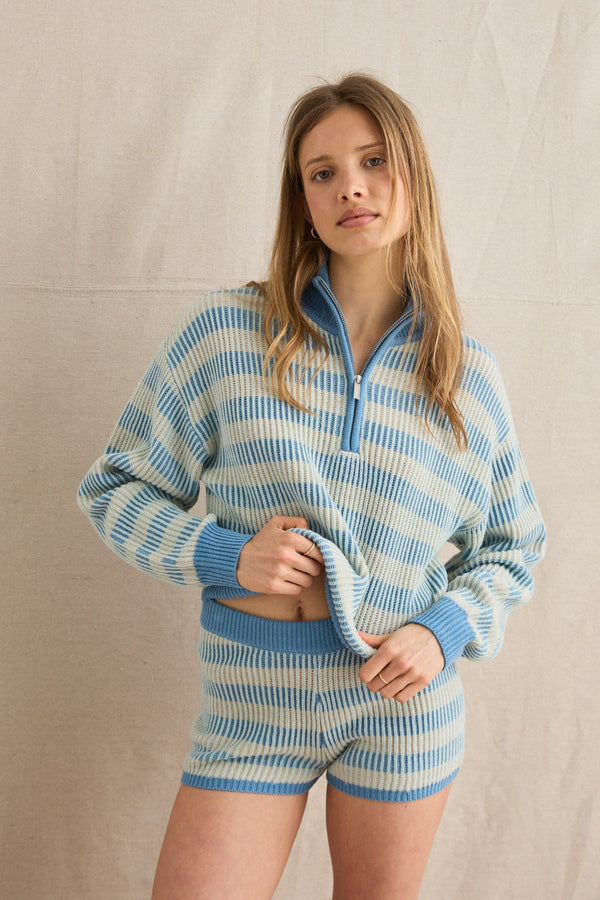 Estelle Striped Knit Short Ocean