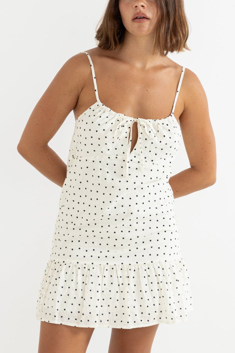 Polka Dot Mini Dress Cream