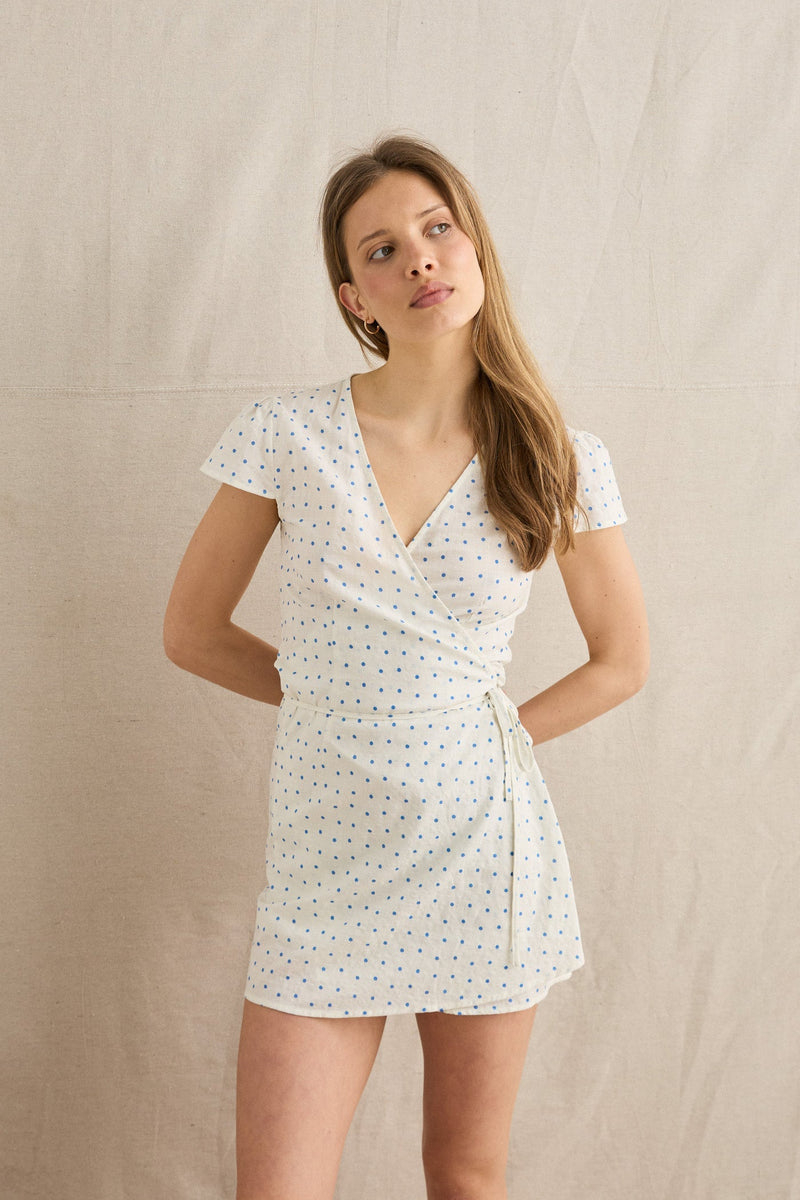Anini Wrap Mini Dress Cornflower