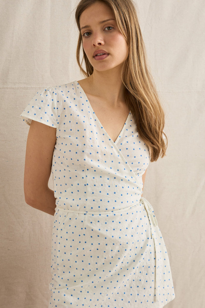 Anini Wrap Mini Dress Cornflower