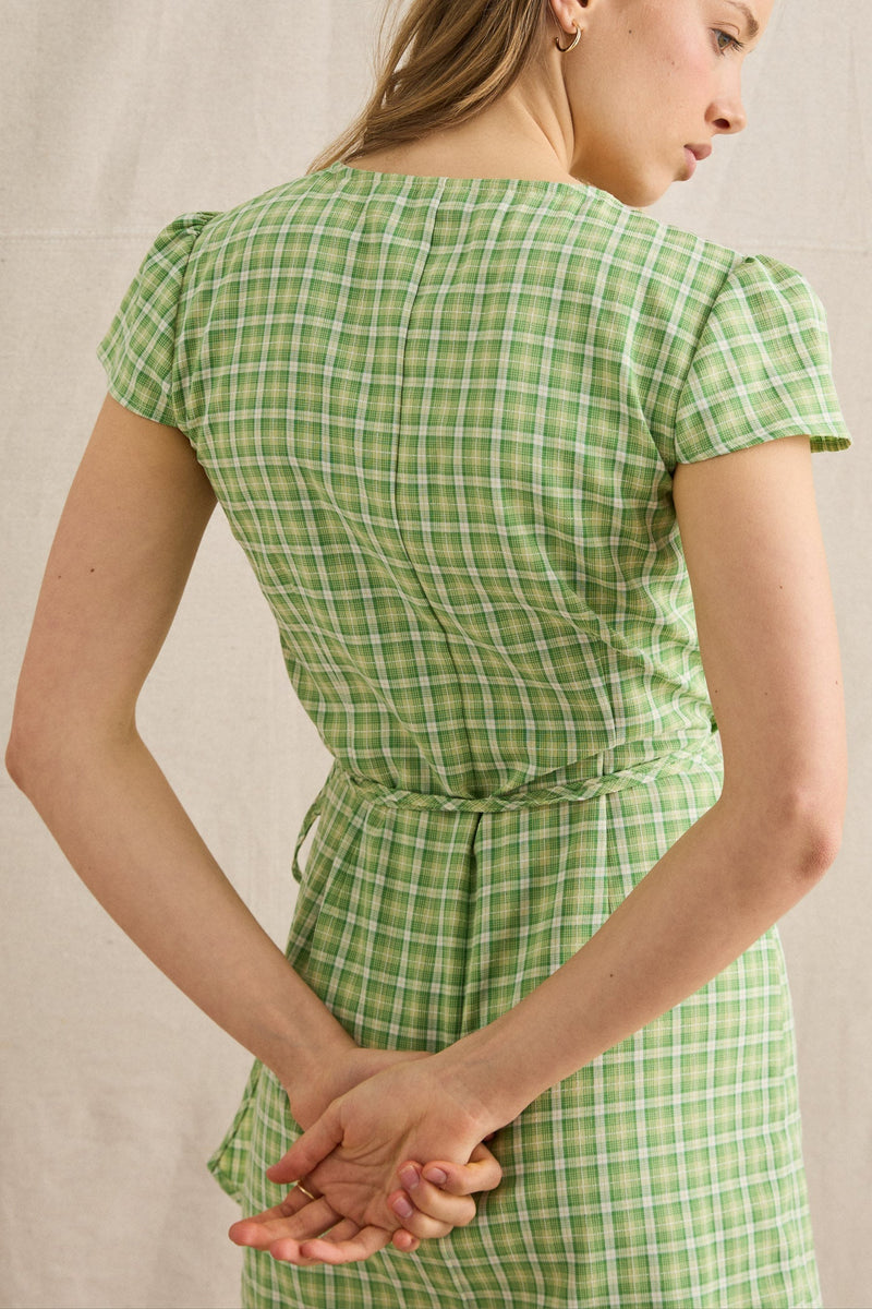 Anini Wrap Mini Dress Lime