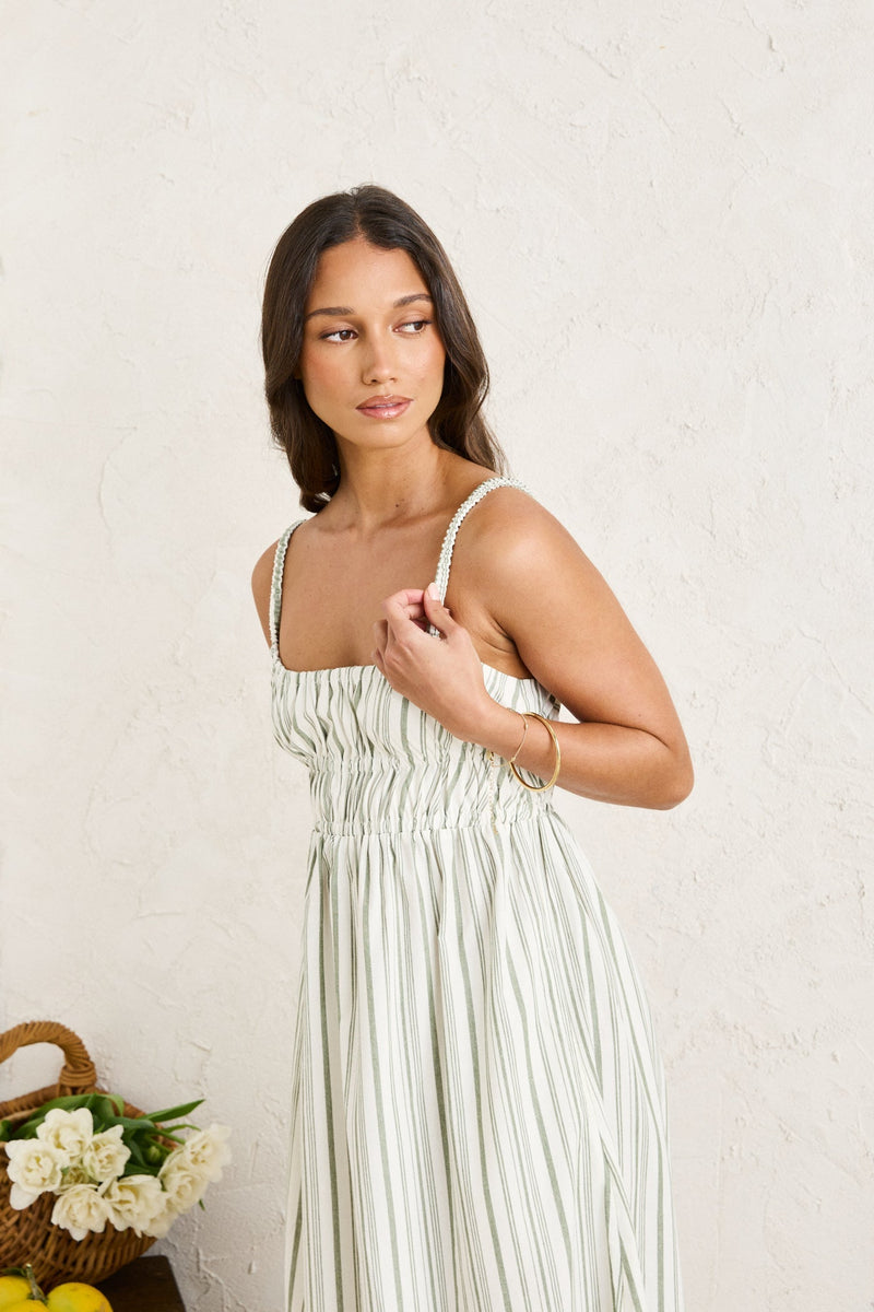 Mallorca Stripe Midi Dress Palm Rhythm US Mallorca Stripe Midi Dress Palm Rhythm US