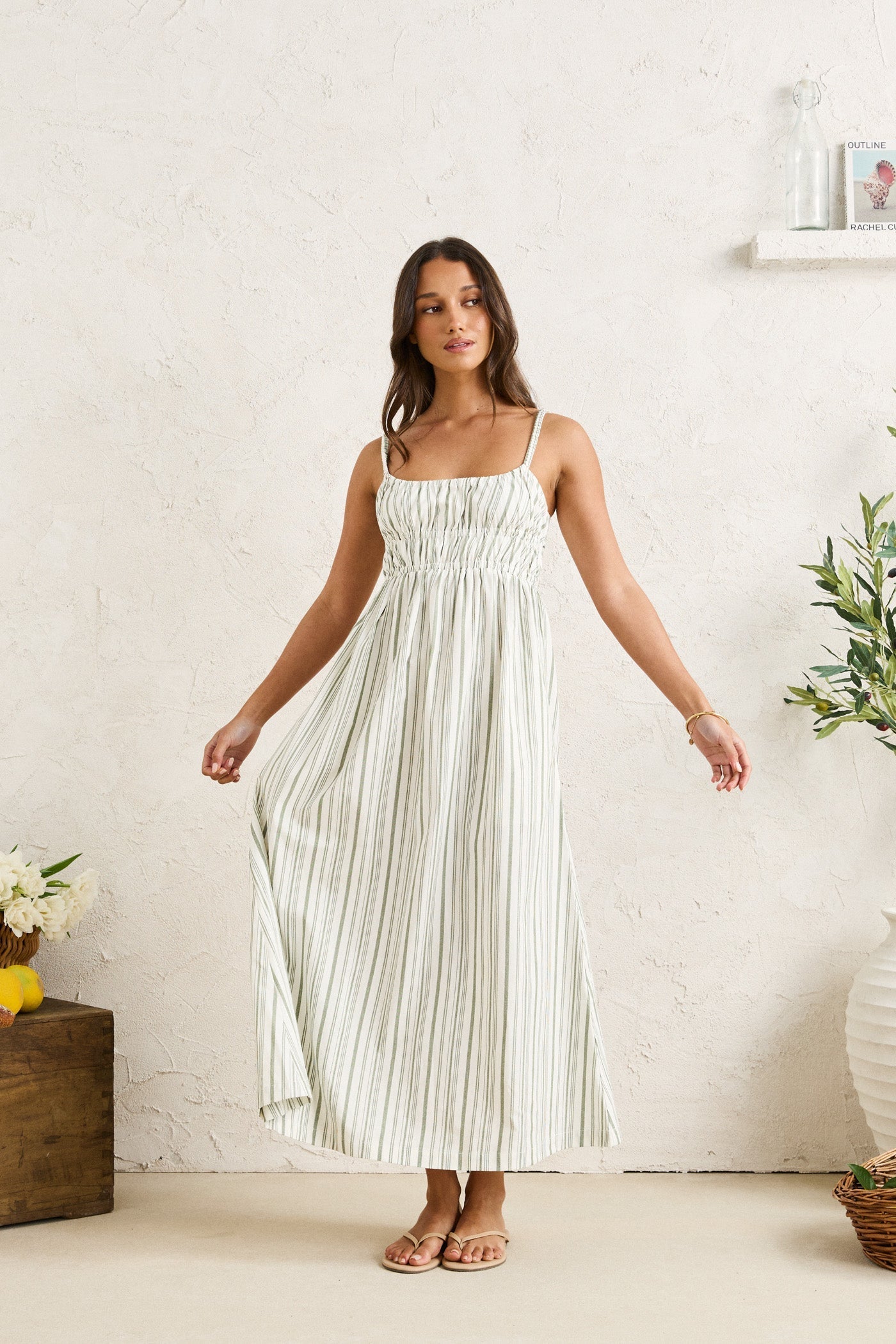 Mallorca Stripe Midi Dress Palm – Rhythm US
