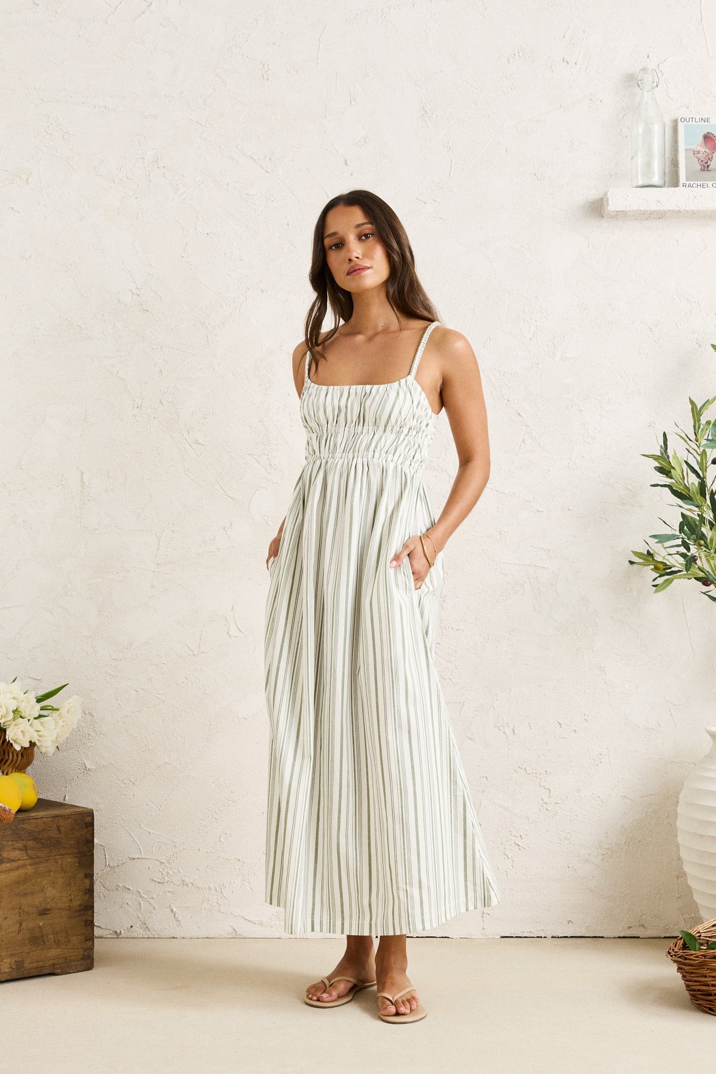 midi dress stripe Women's Vertical Stripe Midi Dress V Neck Henley Puff Short Sleeve Beach Dress High Waisted Button Down Summer Dress (Blue, S) at Amazon Women's Clothing store