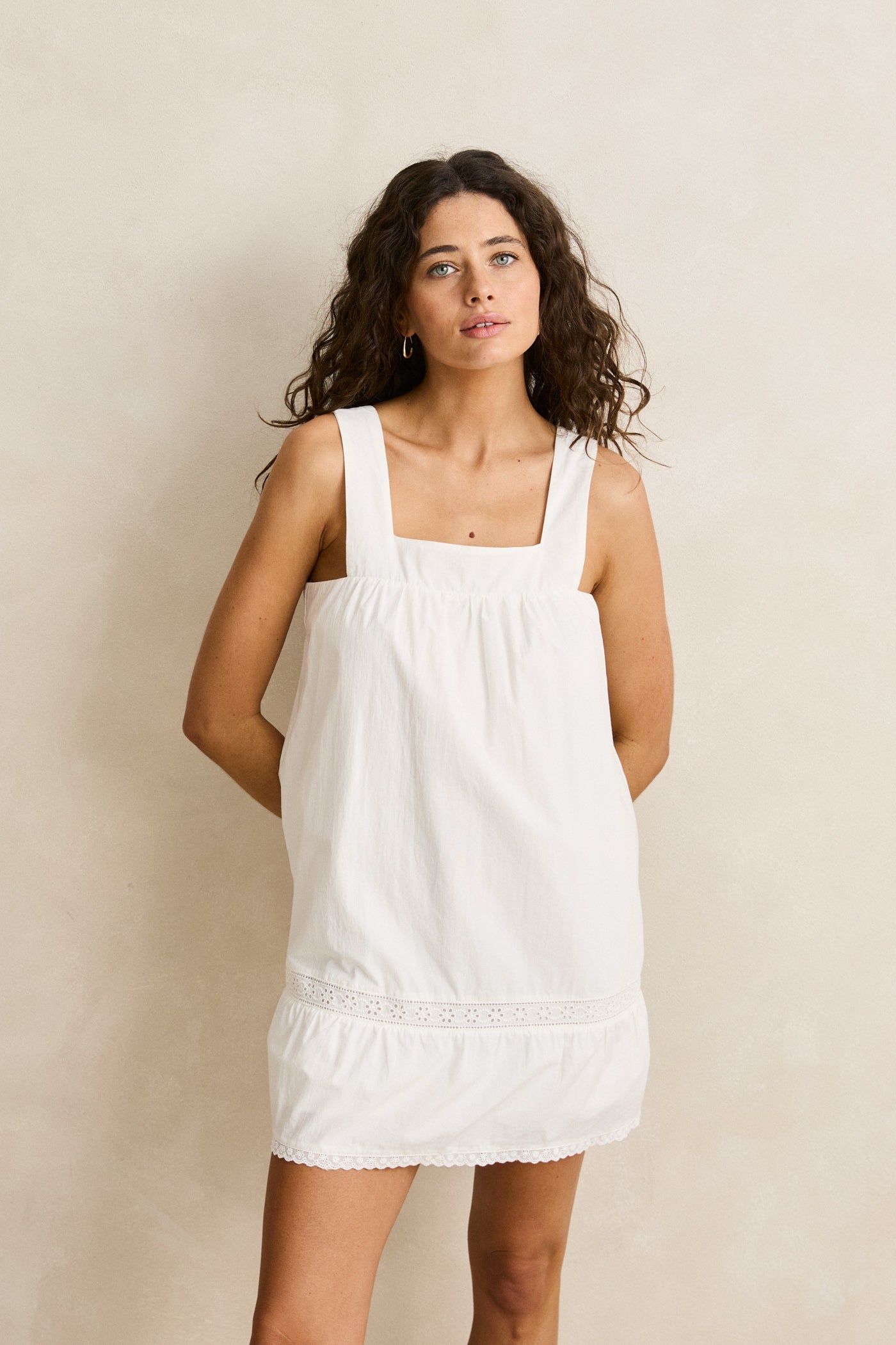 Broderie Lace Mini Dress White 10