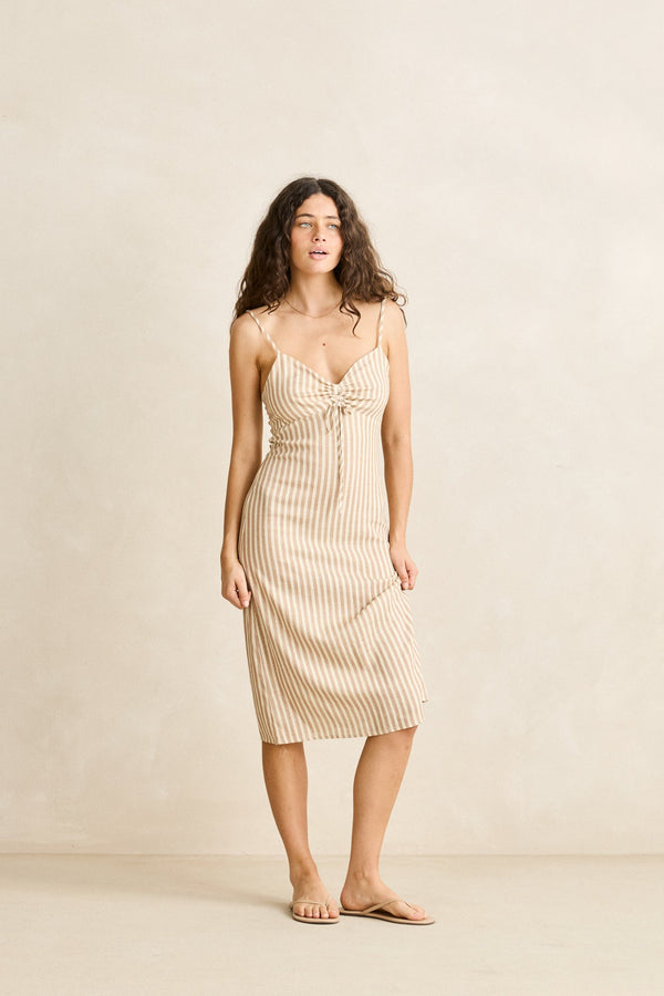 Penny Stripe Midi Dress Honeycomb