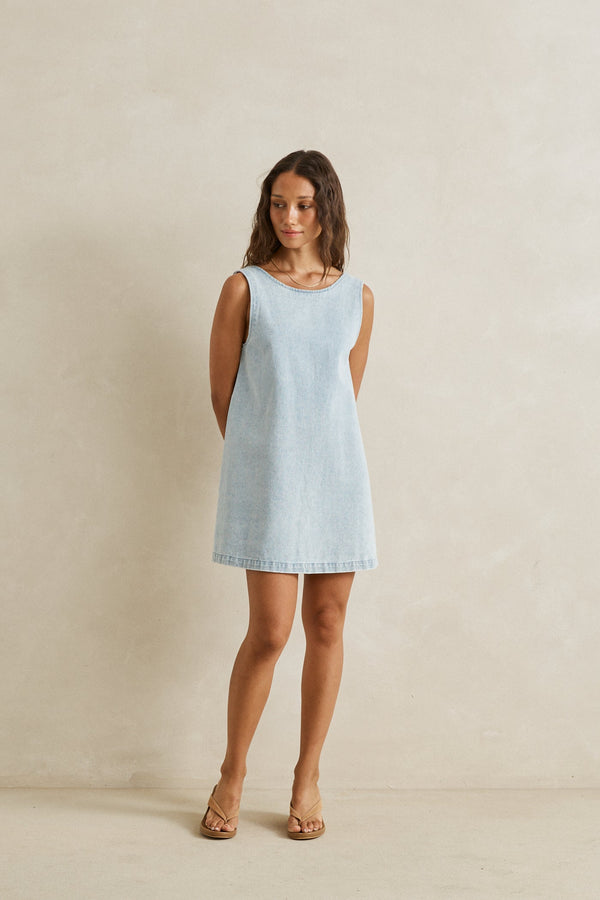bdg riley denim mini dress Riley Denim Mini Dress Light Wash M