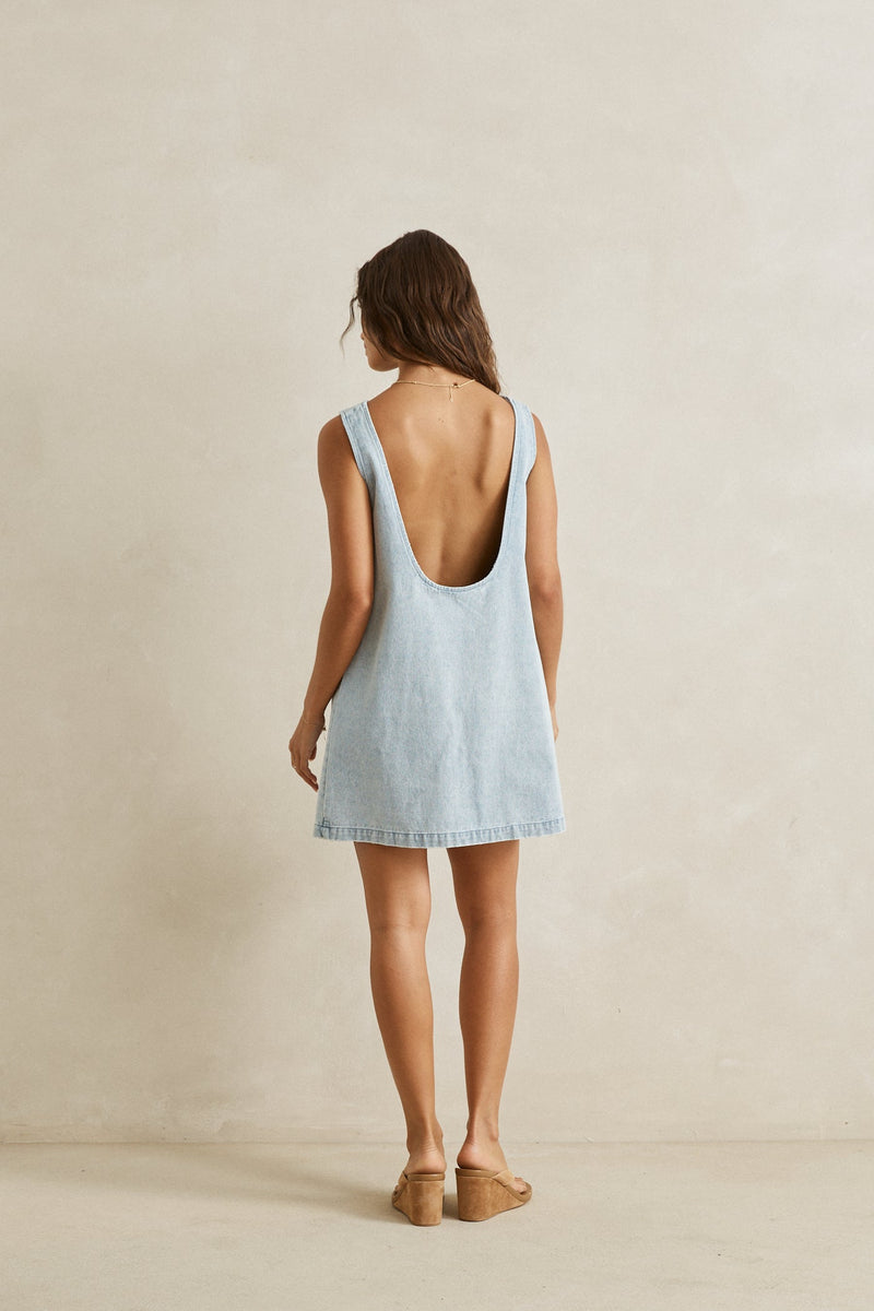 Riley Denim Mini Dress Light Wash XL