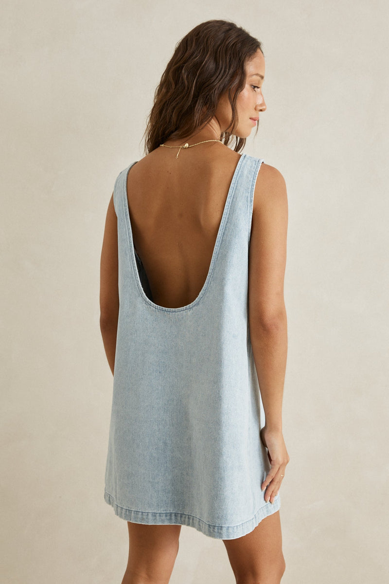 bdg riley denim mini dress BDG Joelle Denim Shapeless Mini Dress In Indigo,at Urban Outfitters in Blue