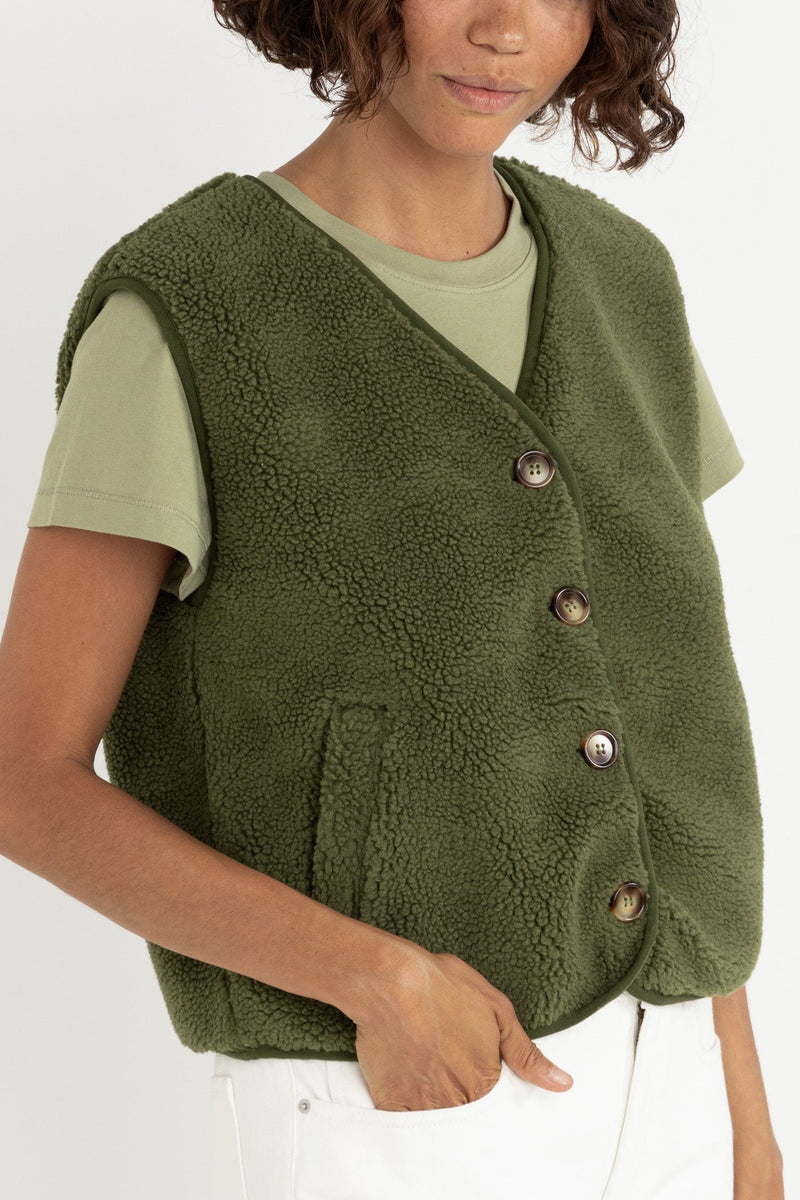 Ella Sherpa Vest Olive